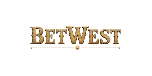 BetWest – Schriftzug in goldener Westernschrift mit Zierlinie und Karo